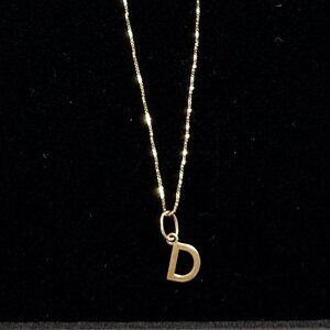 Stone and Strand Mini Gold Initial Necklace Letter D